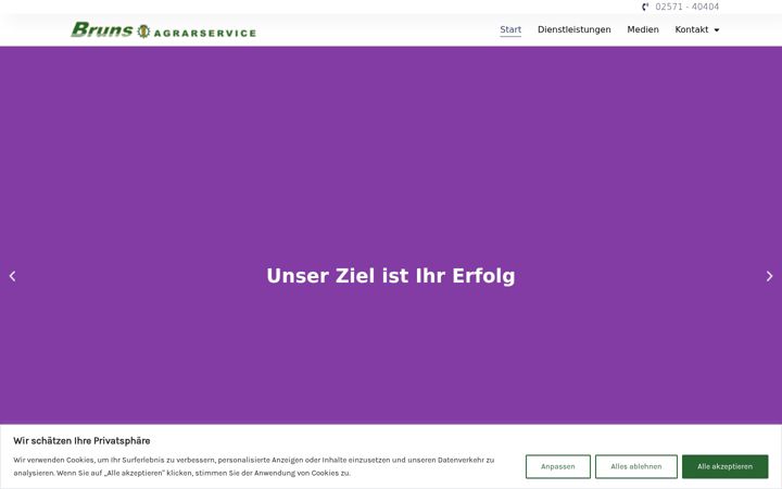 Snimka zaslona za agrarservice-bruns.de