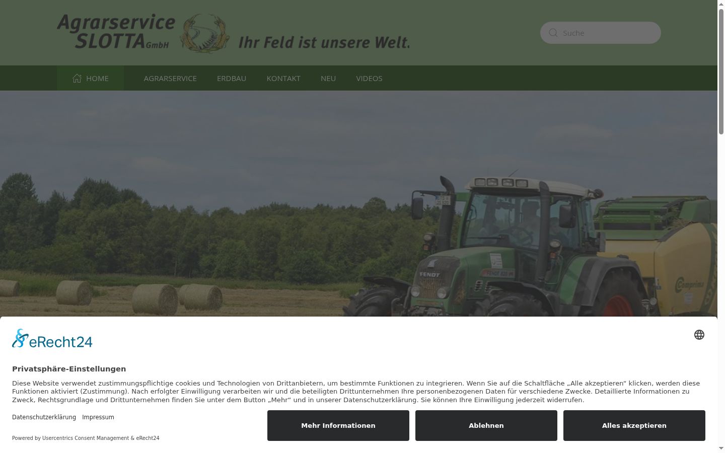 Screenshot des Einwilligungsbanners vor jeglicher Interaktion