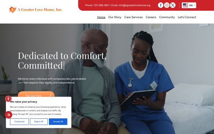 Screenshot of agreaterlovehome.org