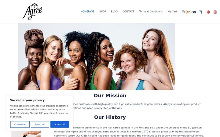 Screenshot di agreebrands.com
