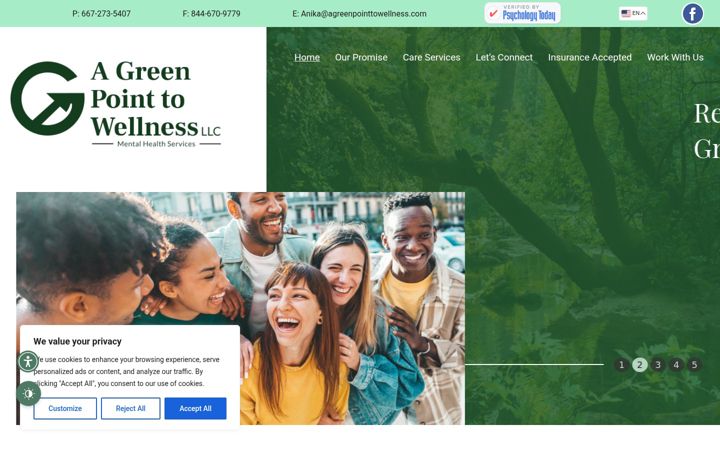 Screenshot of agreenpointtowellness.com