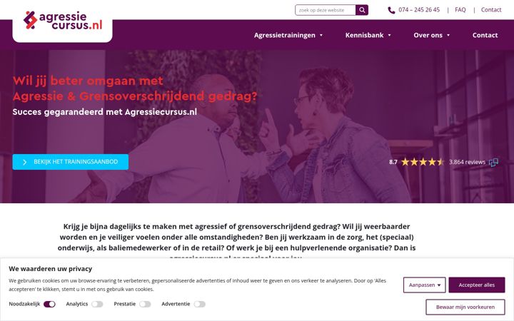 Ekraanipilt saidist agressiecursus.nl