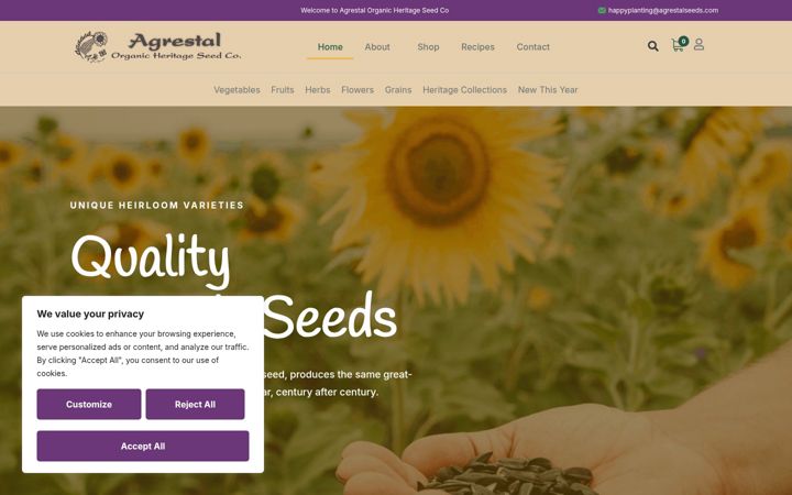 Screenshot of agrestalseeds.com
