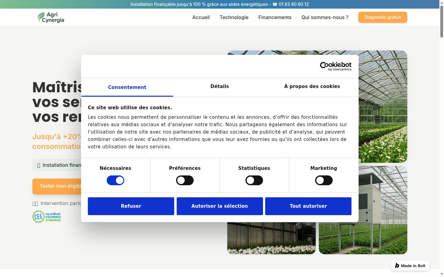 Screenshot of the consent banner shown before any interaction