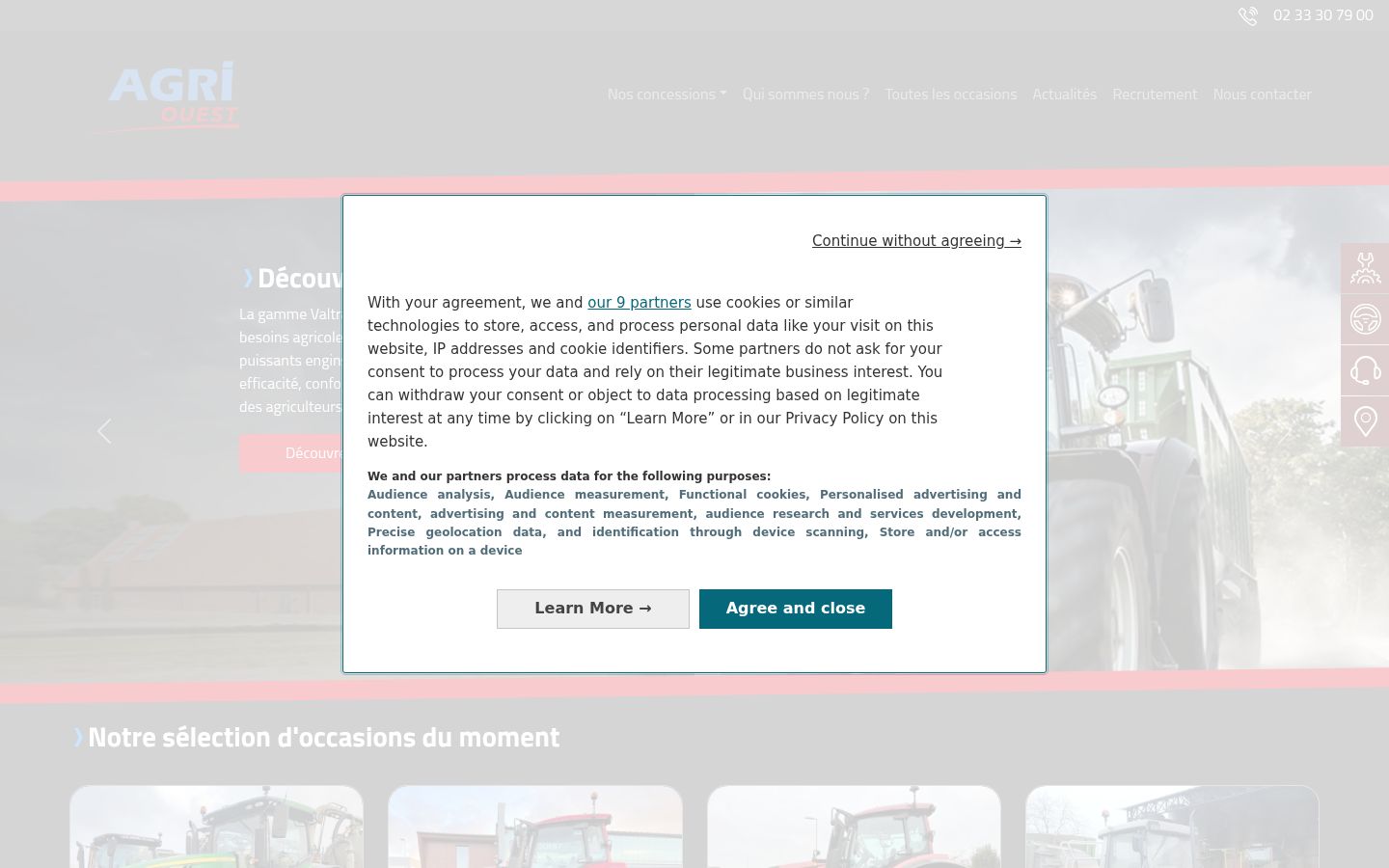 Screenshot of the consent banner shown before any interaction
