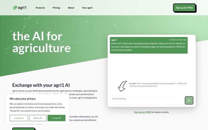 Snímek obrazovky agri1.ai