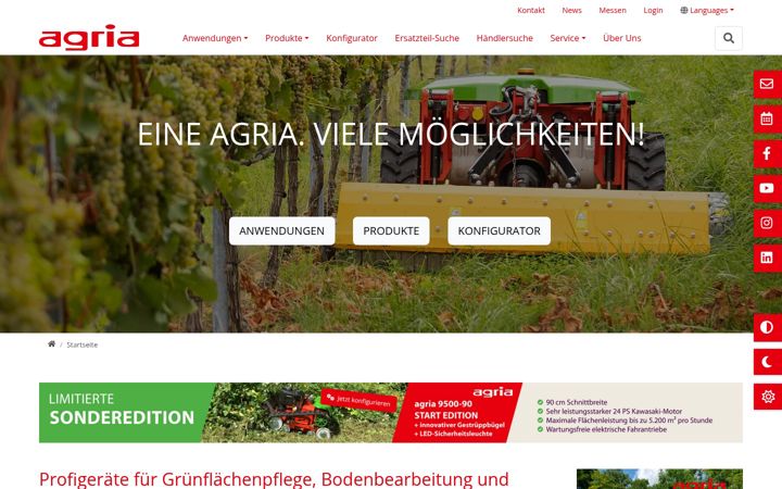 Screenshot of agria.de