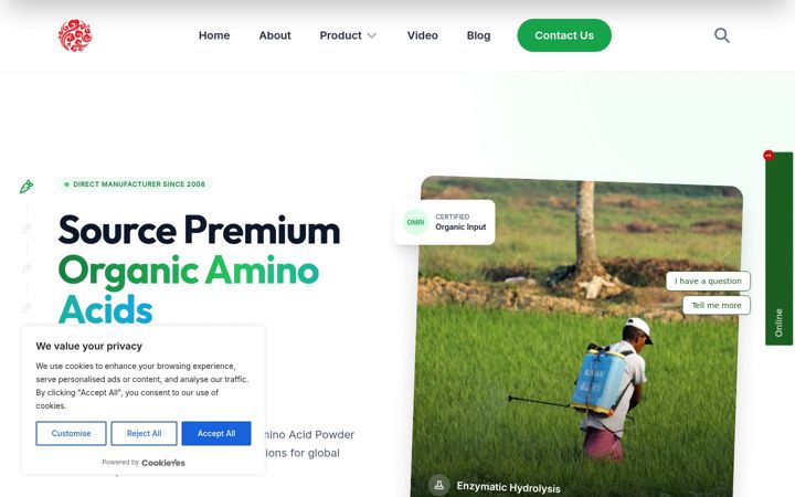 Screenshot of agriamino.com