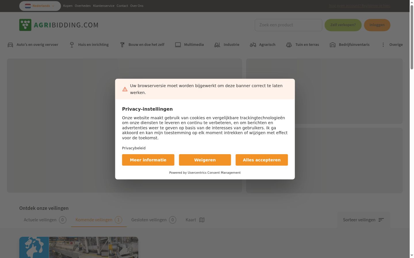 Zrzut ekranu banera zgody wyświetlanego przed jakąkolwiek interakcją