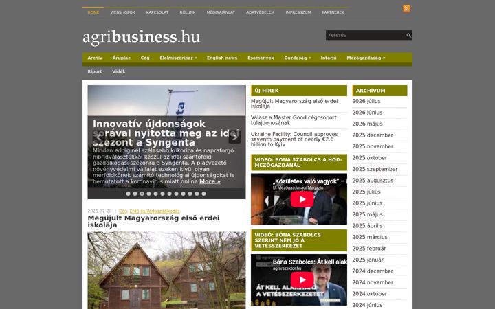 Snímek obrazovky agribusiness.hu