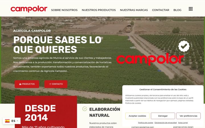 Snimka zaslona za agricolacampolor.com