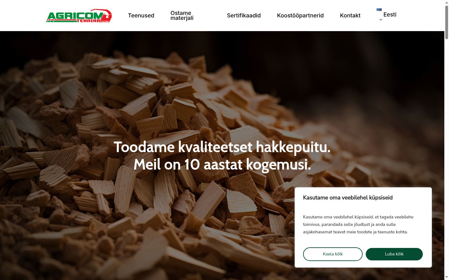 Ekraanipilt nõusolekubännerist, mida näidati enne mis tahes suhtlust