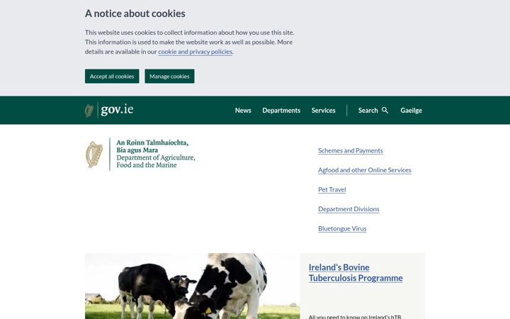 Screenshot of agriculture.gov.ie