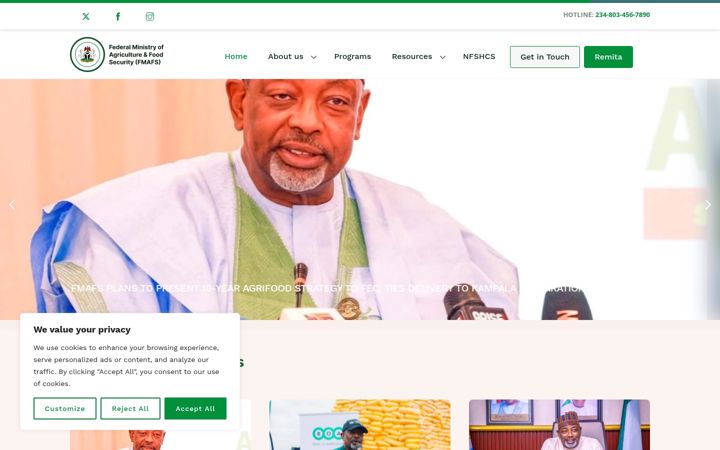 Screenshot of agriculture.gov.ng