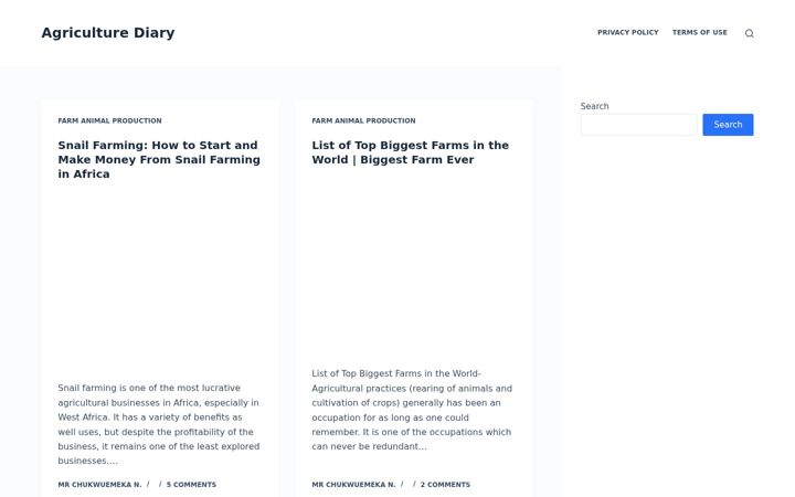 Screenshot of agriculturediary.com