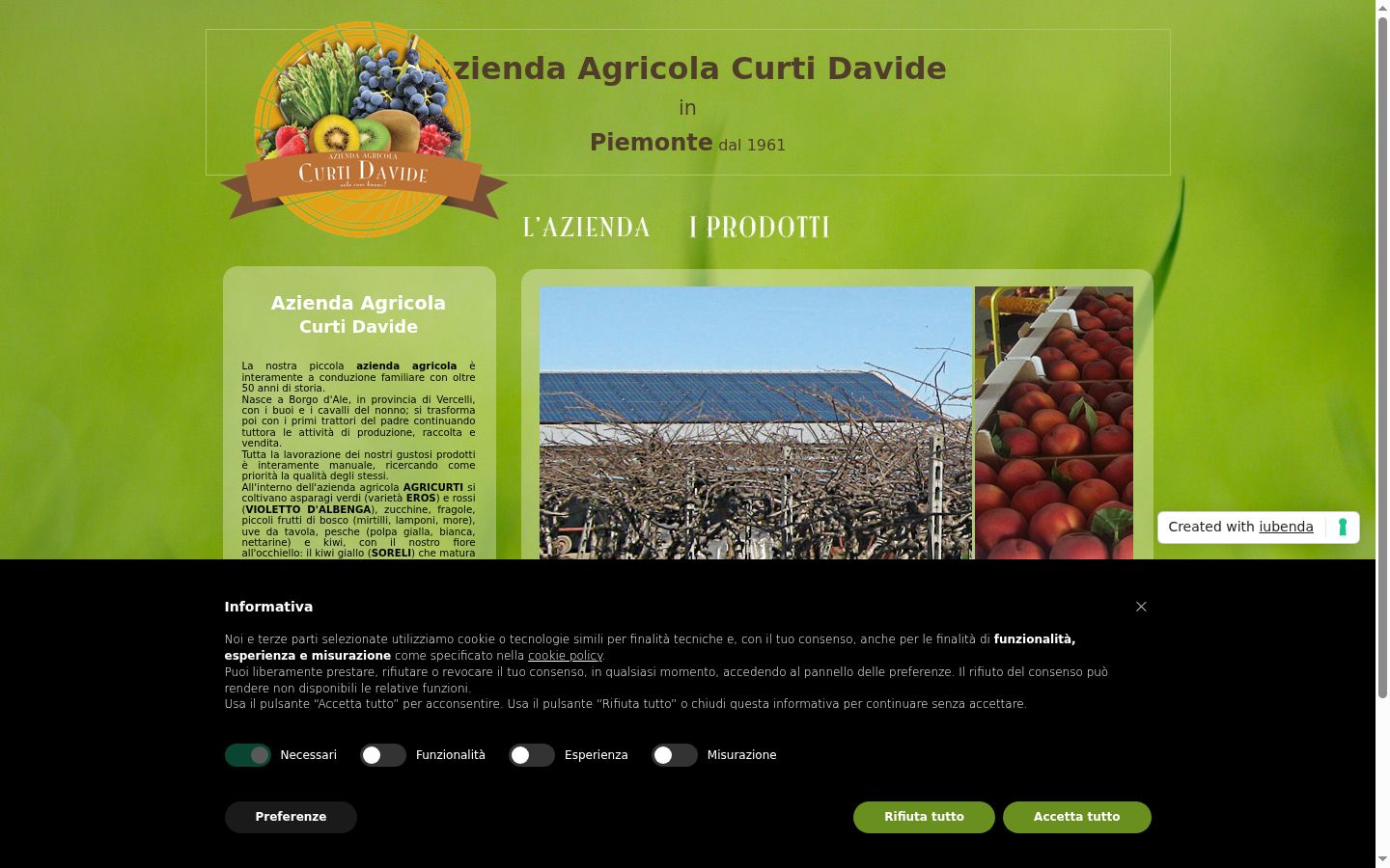 Screenshot del banner di consenso mostrato prima di qualsiasi interazione