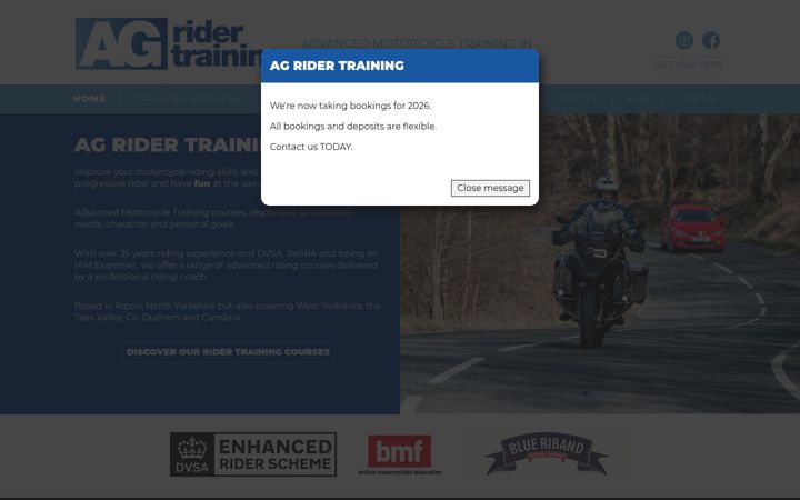 Screenshot of agridertraining.co.uk