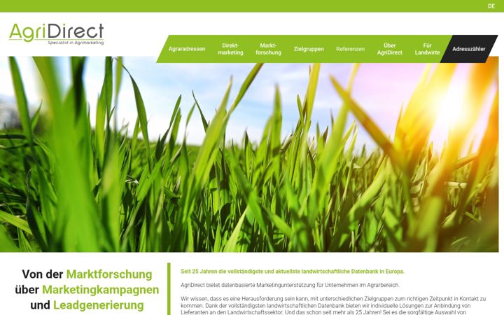 Captură de ecran a agridirect.de