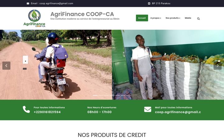 Snimka zaslona za agrifinance.bj