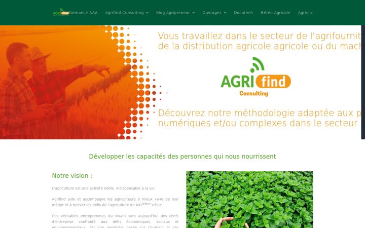 Snímek obrazovky agrifind.fr