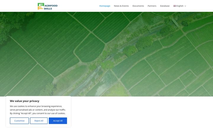 Screenshot of agrifoodskills.eu