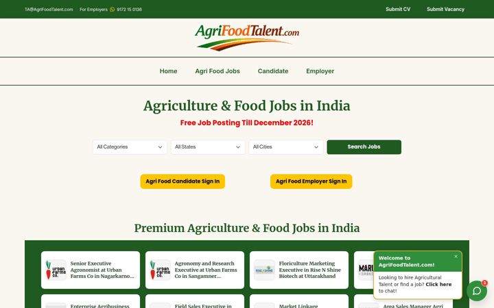 Screenshot of agrifoodtalent.com