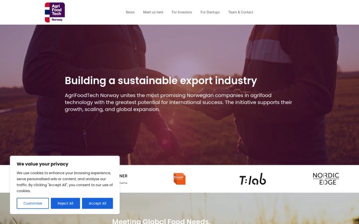 Screenshot of agrifoodtechnorway.com