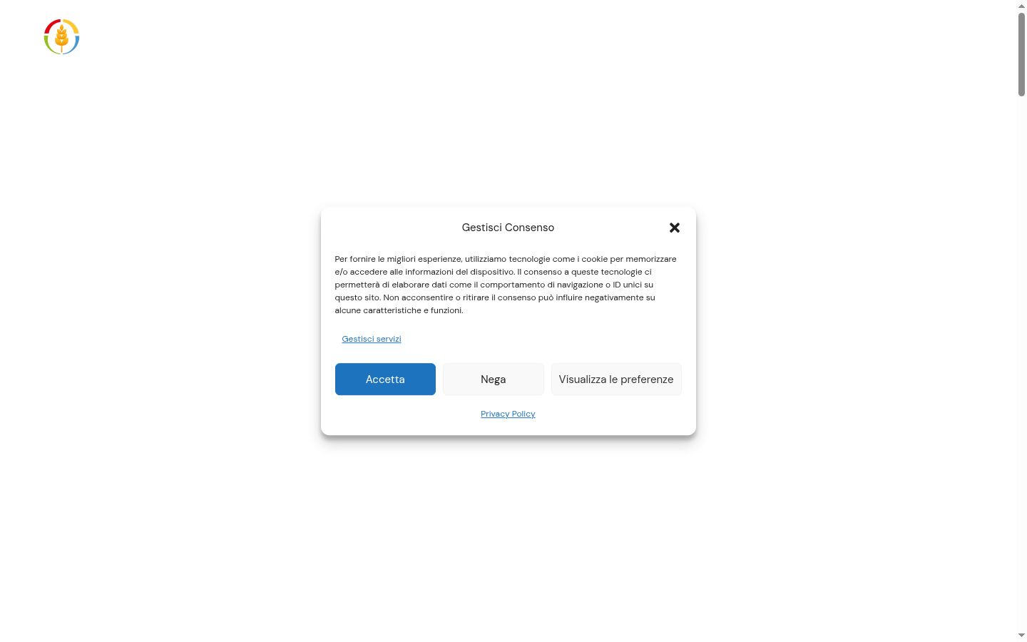 Screenshot del banner di consenso mostrato prima di qualsiasi interazione