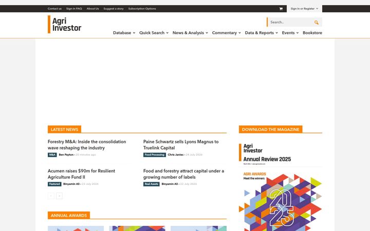 Screenshot of agriinvestor.com