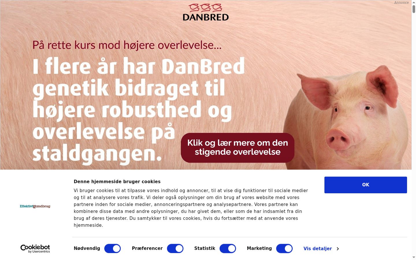 Skärmbild av samtyckesbannern som visades före någon interaktion