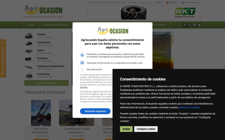 Captura de pantalla de agriocasion.com