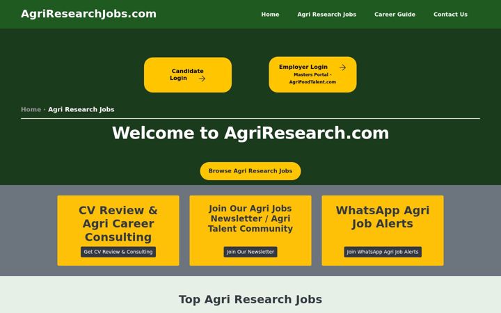 Screenshot of agriresearchjobs.com