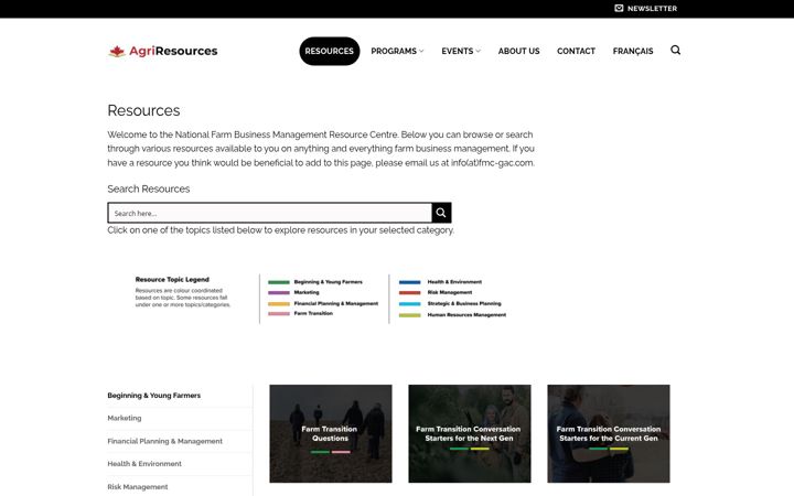 Screenshot of agriresources.ca