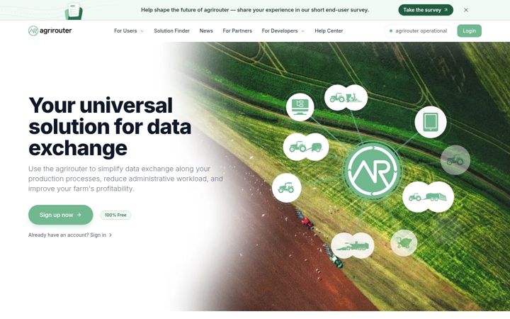 Skærmbillede af agrirouter.com
