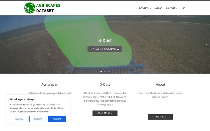 Screenshot of agriscapes-dataset.com