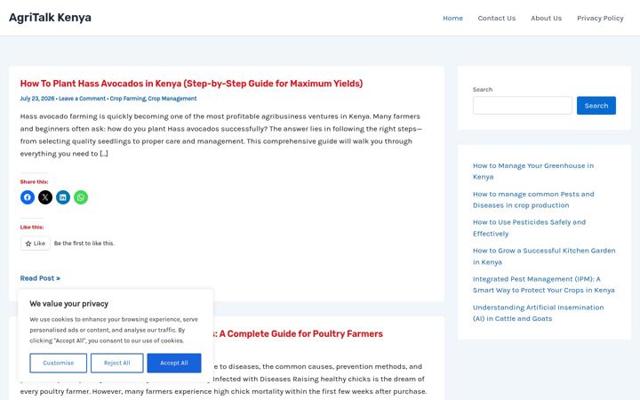 Screenshot of agritalk.co.ke