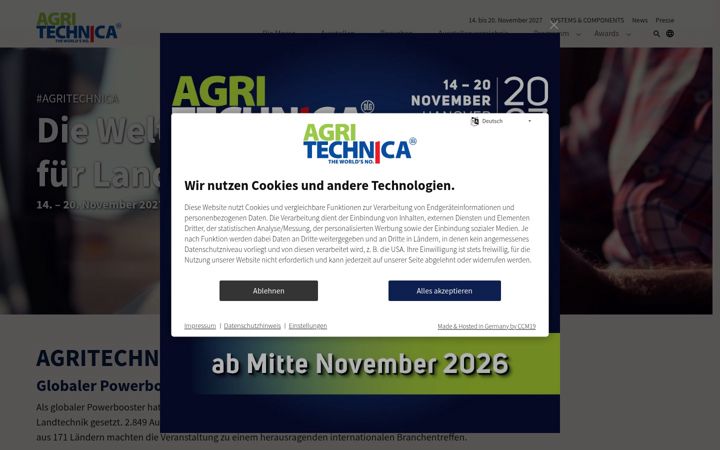 Screenshot of agritechnica.com