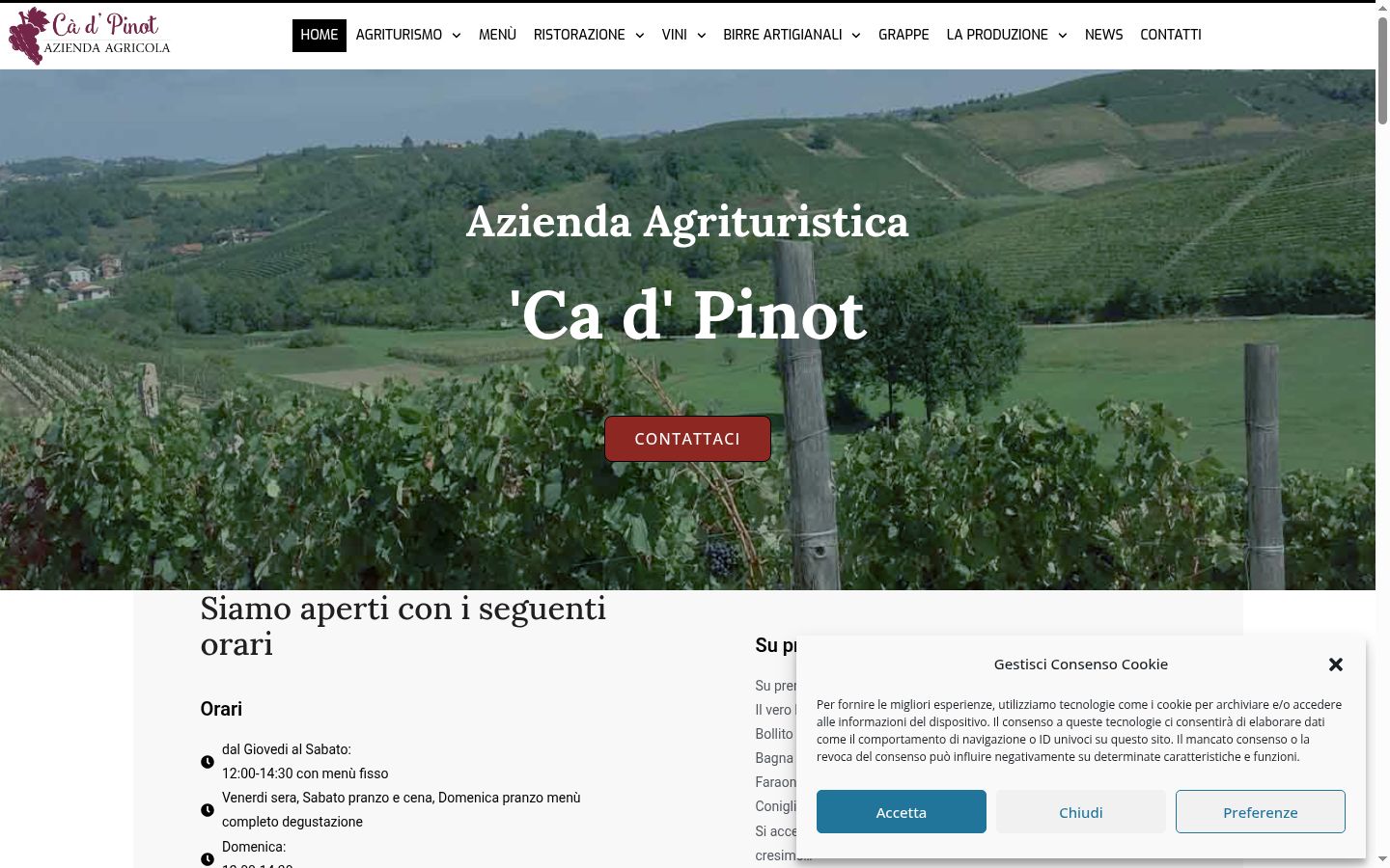 Screenshot del banner di consenso mostrato prima di qualsiasi interazione