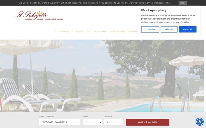 Screenshot of agriturismoilpalagetto.com