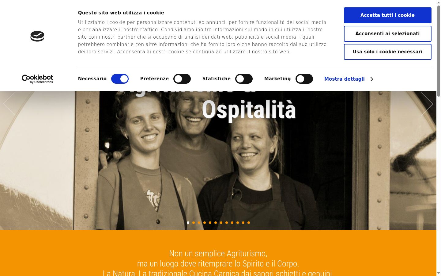 Screenshot del banner di consenso mostrato prima di qualsiasi interazione