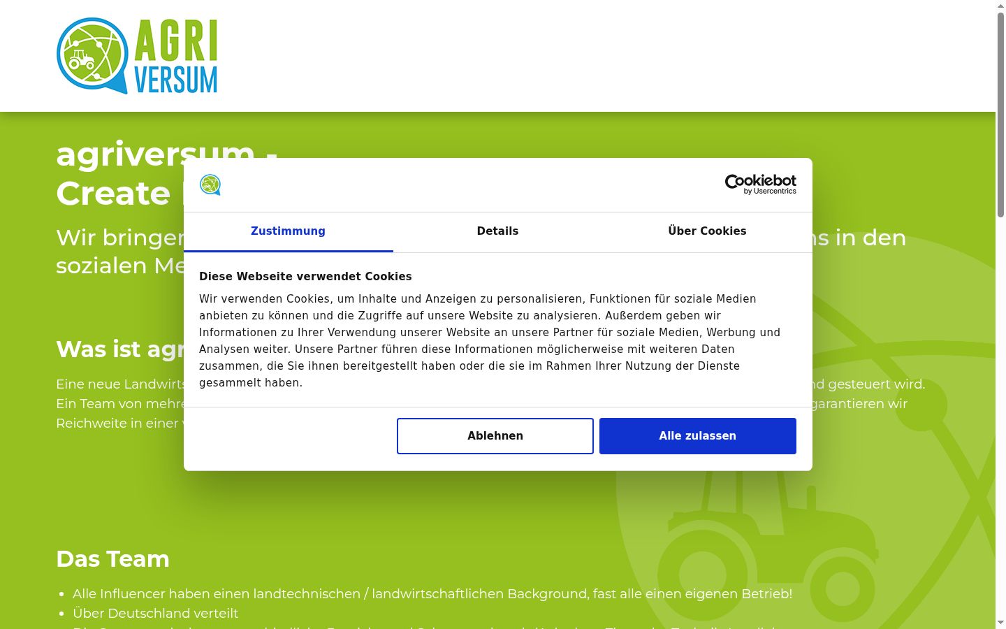 Screenshot of the consent banner shown before any interaction
