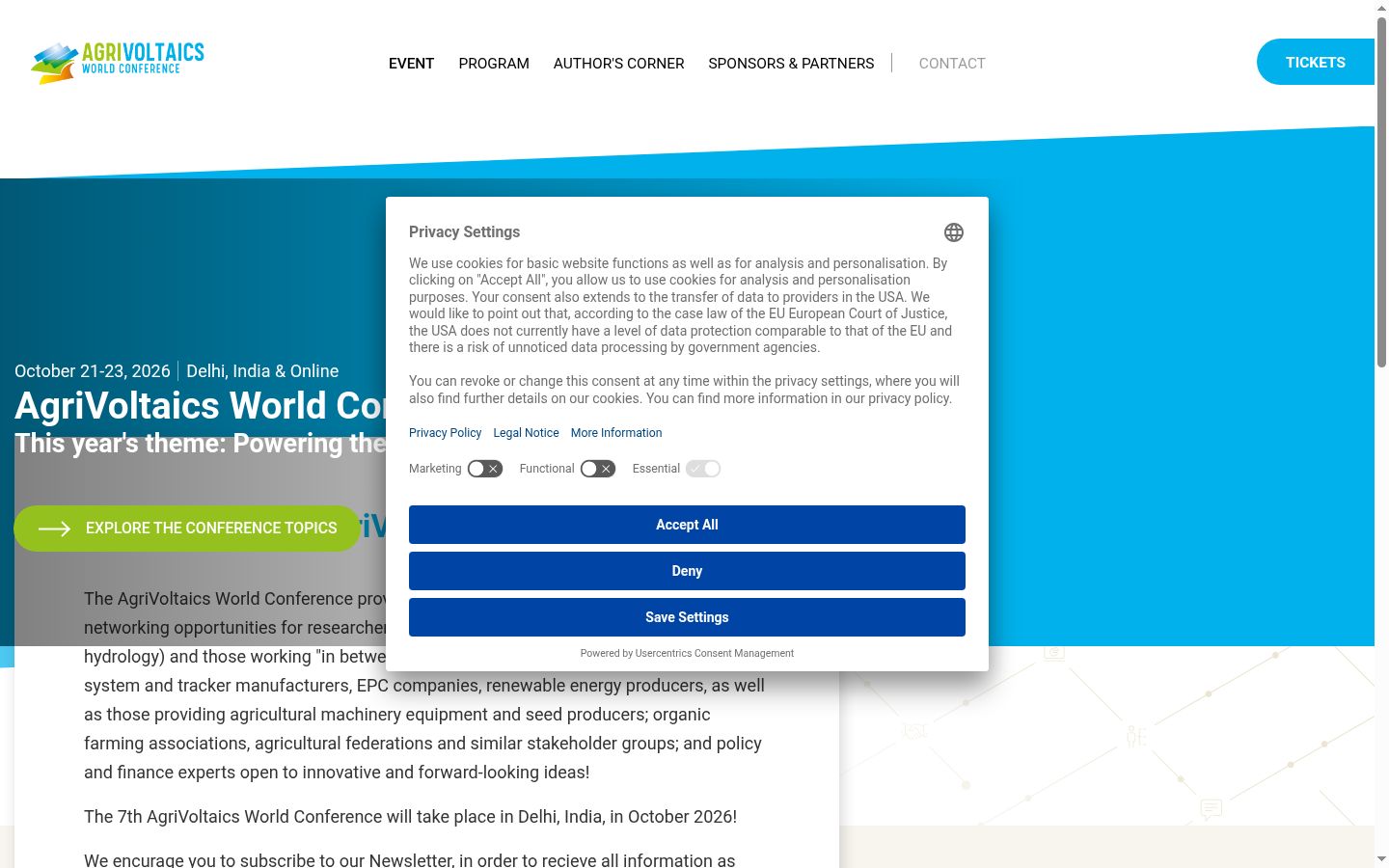 Screenshot of the consent banner shown before any interaction