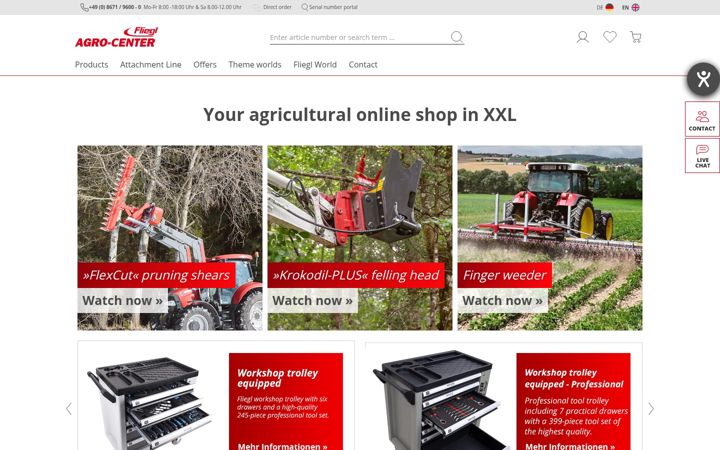 Snímek obrazovky agro-center.de