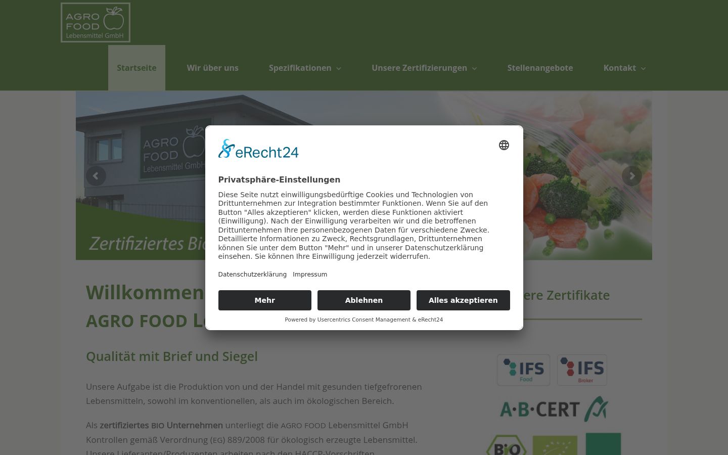 Screenshot van de toestemmingsbanner zoals getoond vóór enige interactie