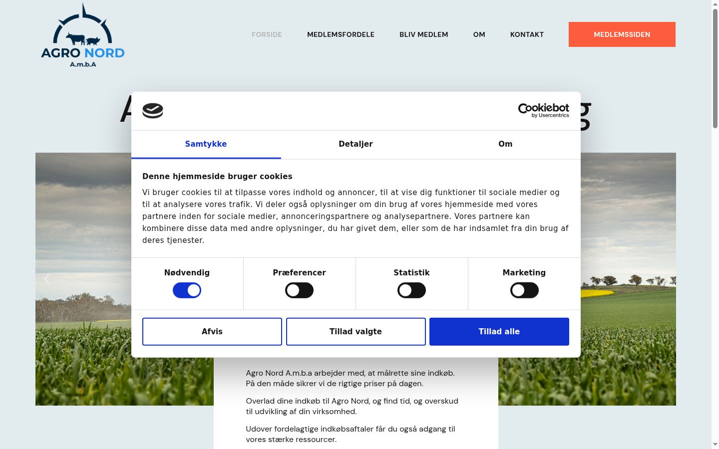 Screenshot del banner di consenso mostrato prima di qualsiasi interazione