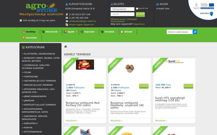 Screenshot of agro-store.hu