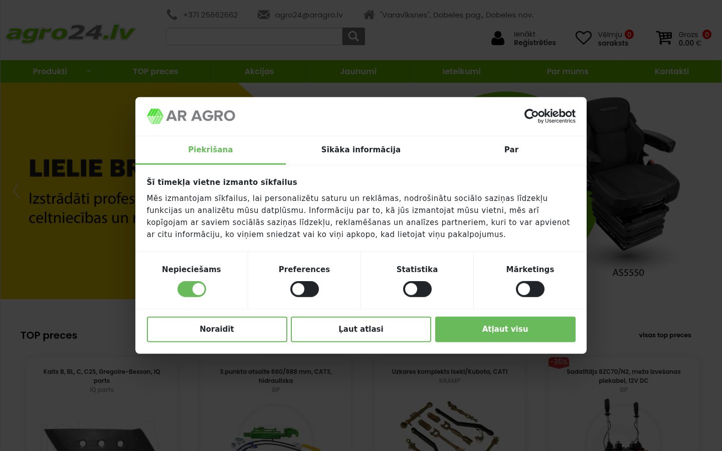 Snímka obrazovky banera súhlasu zobrazeného pred akoukoľvek interakciou