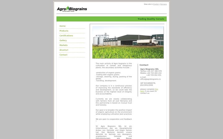 Screenshot von agrobiograins.ro