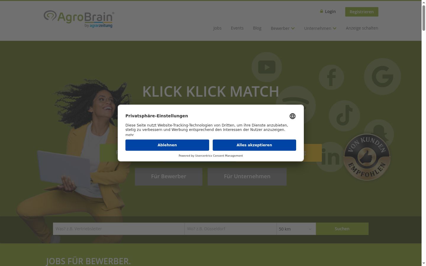 Screenshot of the consent banner shown before any interaction