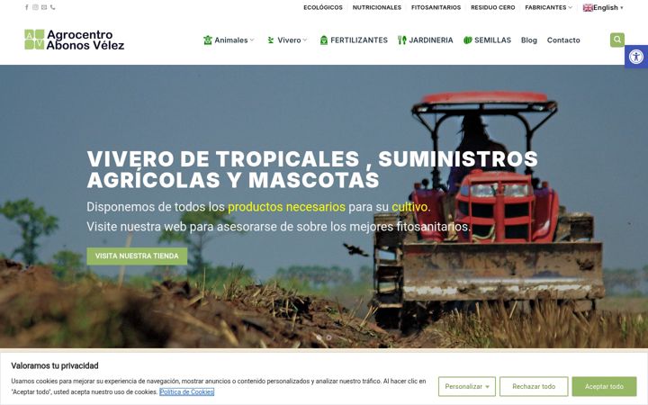 Ekraanipilt saidist agrocentroabonosvelez.es